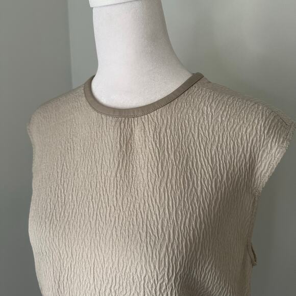 Helmut Lang light gray silk &  leather sleeveless top size P - Picture 3 of 12
